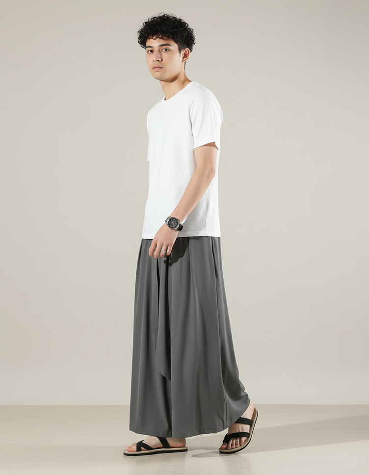 Jupe Homme Ample Grise Fluide