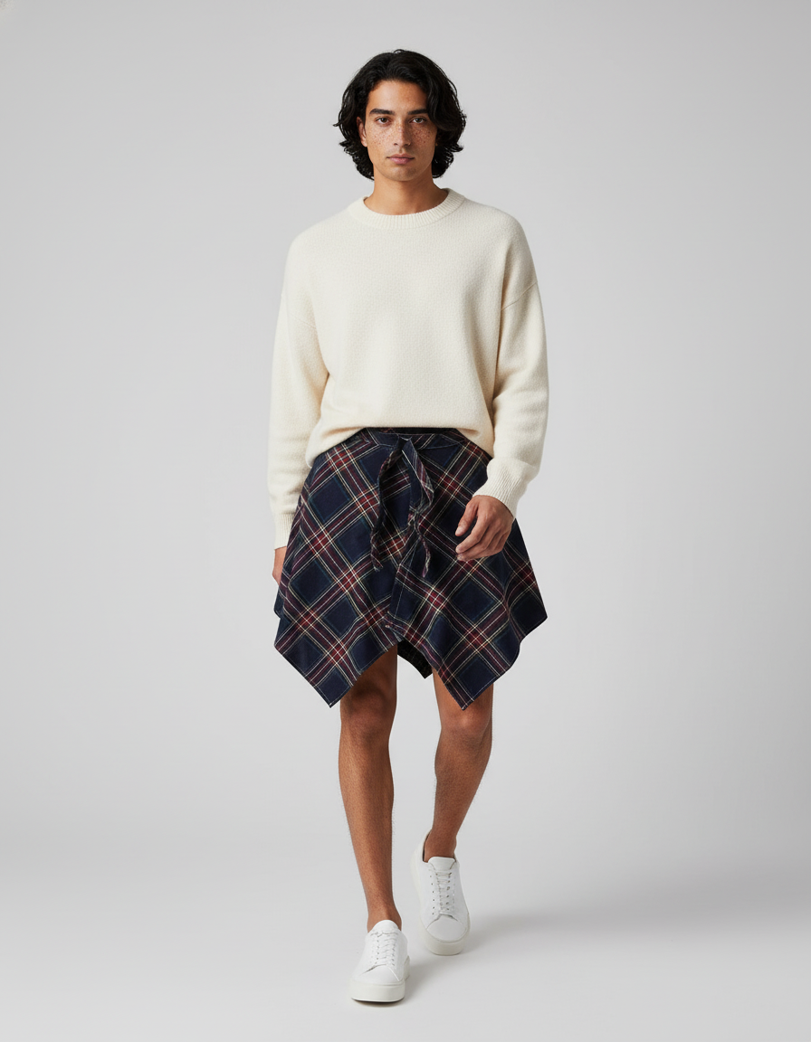 Jupe Homme À Carreaux Irrégulière Décontractée