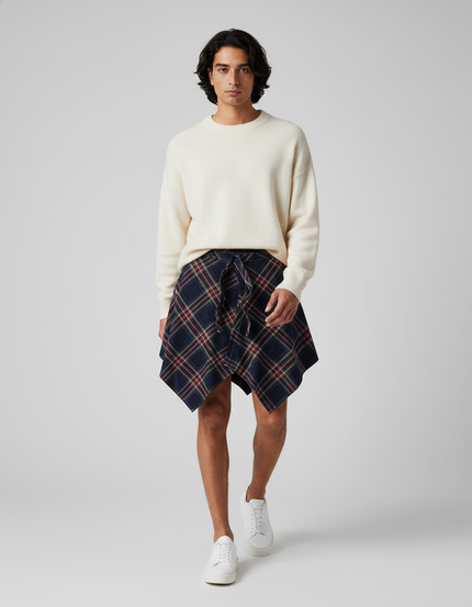 Jupe Homme À Carreaux Irrégulière Décontractée