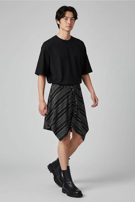 Jupe Homme Rayée Asymétrique Décontractée