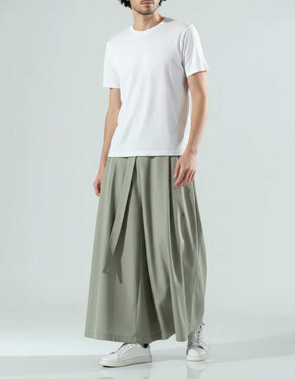 Jupe Homme Ample Vert Kaki Plissée