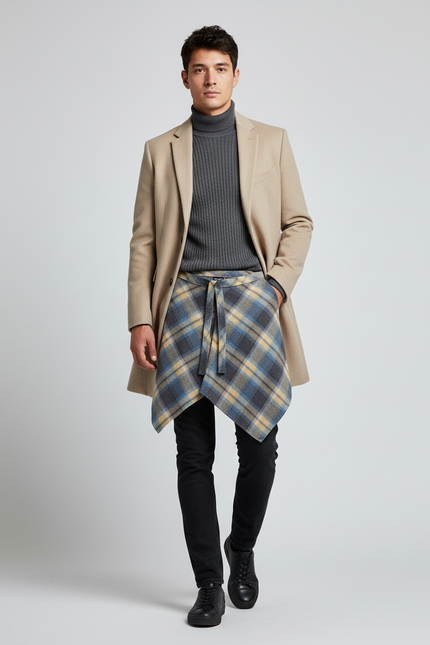 Jupe Homme À Carreaux Irrégulière Chic