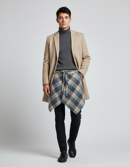 Jupe Homme À Carreaux Irrégulière Chic