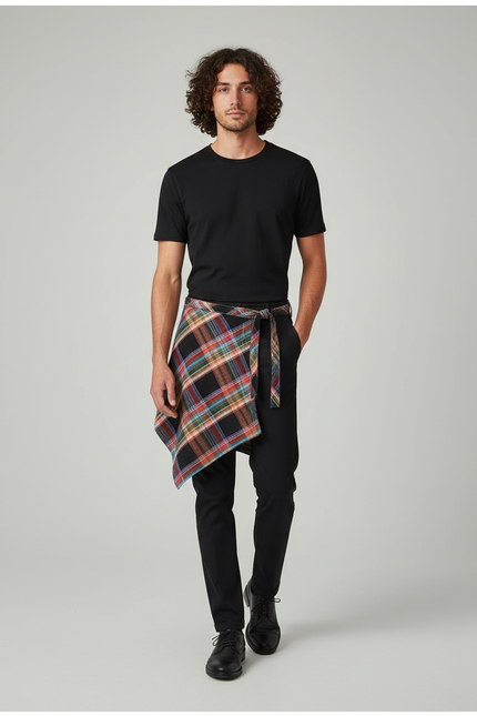 Jupe Homme Écossaise Asymétrique Décontractée