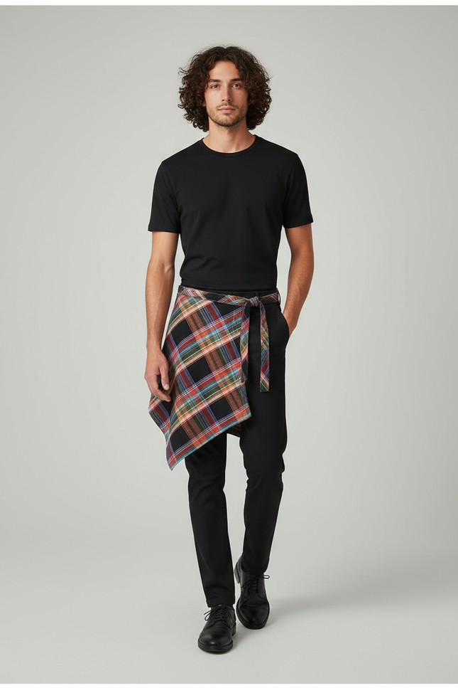 Jupe Homme Écossaise Asymétrique Décontractée
