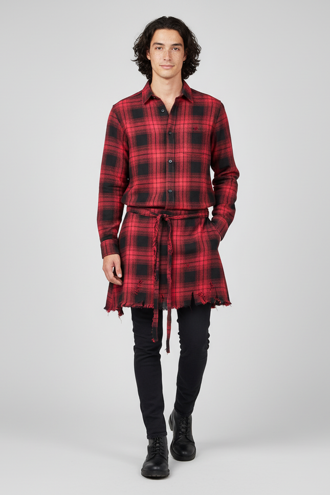 Jupe Homme Carreaux Rouges Déstructurée