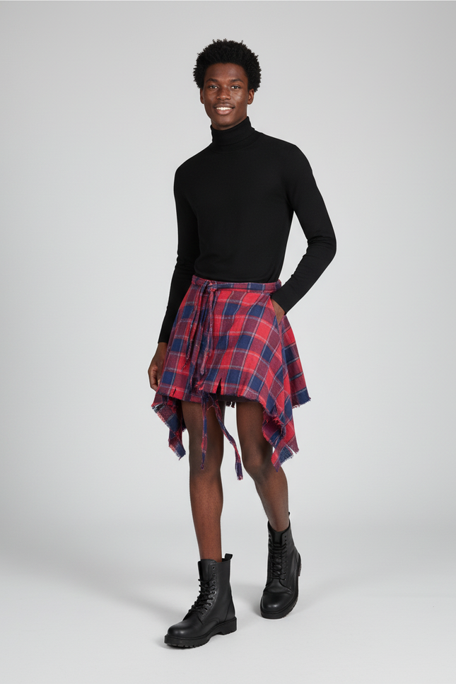 Jupe Homme Écossaise Irrégulière Hip Hop