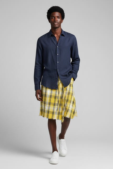 Jupe Homme Carreaux Jaunes Décontractée