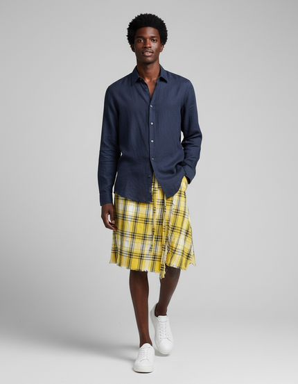 Jupe Homme Carreaux Jaunes Décontractée