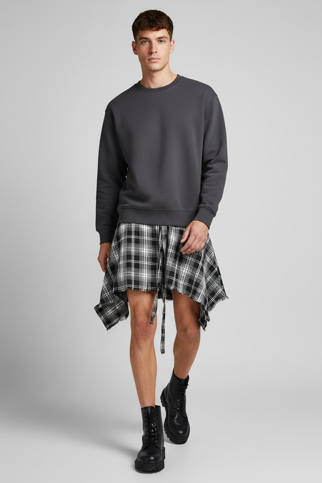 Jupe Homme Plaid Décontractée Irrégulière