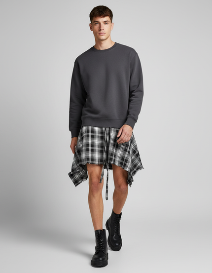 Jupe Homme Plaid Décontractée Irrégulière