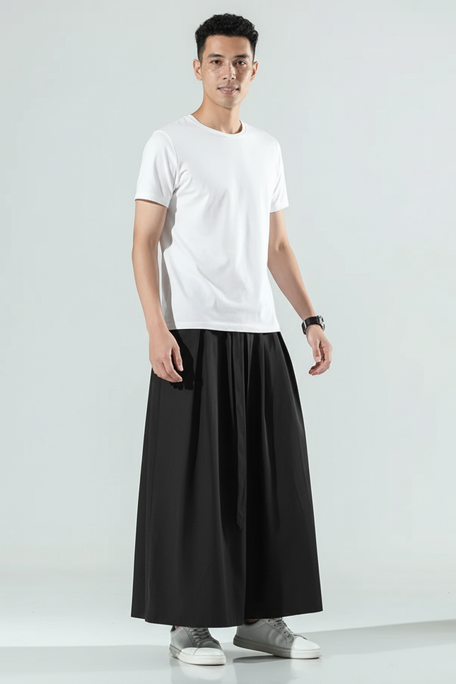 Jupe Homme Ample Noire Fluide