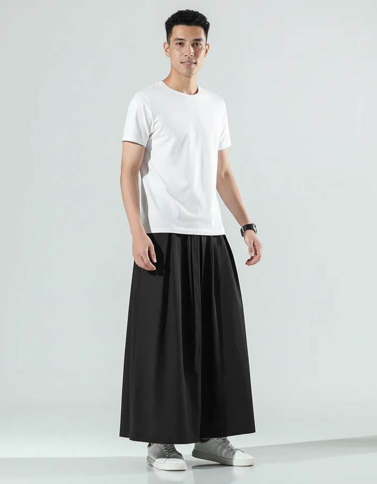 Jupe Homme Ample Noire Fluide