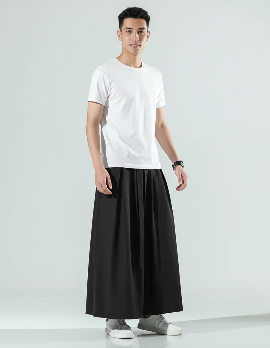 Jupe Homme Ample Noire Fluide