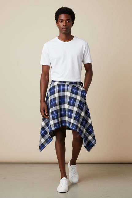 Jupe Homme Écossaise Asymétrique Décontractée Originale
