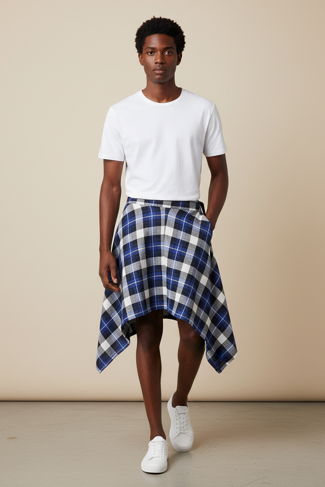 Jupe Homme Écossaise Asymétrique Décontractée Originale