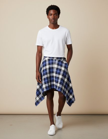 Jupe Homme Écossaise Asymétrique Décontractée Originale