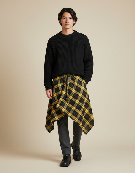 Jupe Homme Plaid Irrégulière Décontractée Dynamique