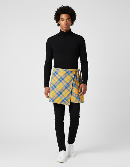 Jupe Homme À Carreaux Jaune Décontractée