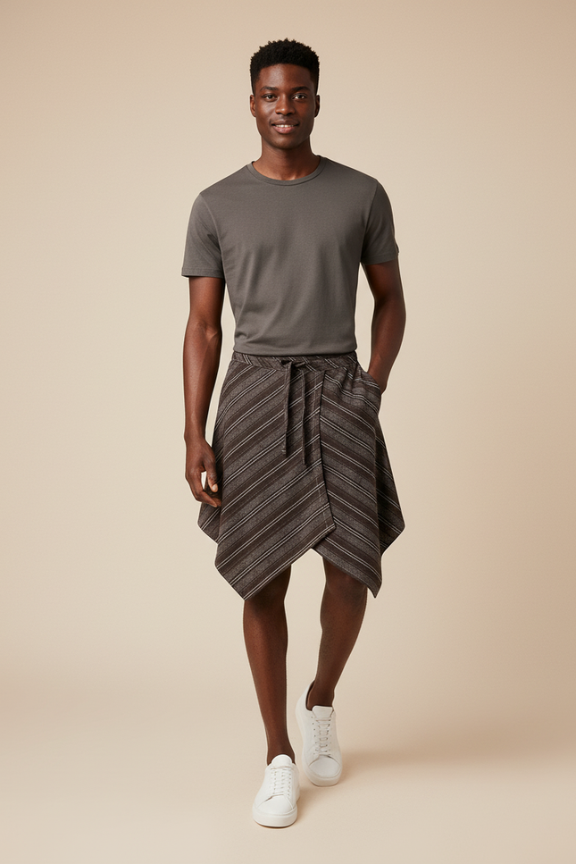 Jupe Homme Rayée Asymétrique Décontractée Graphique