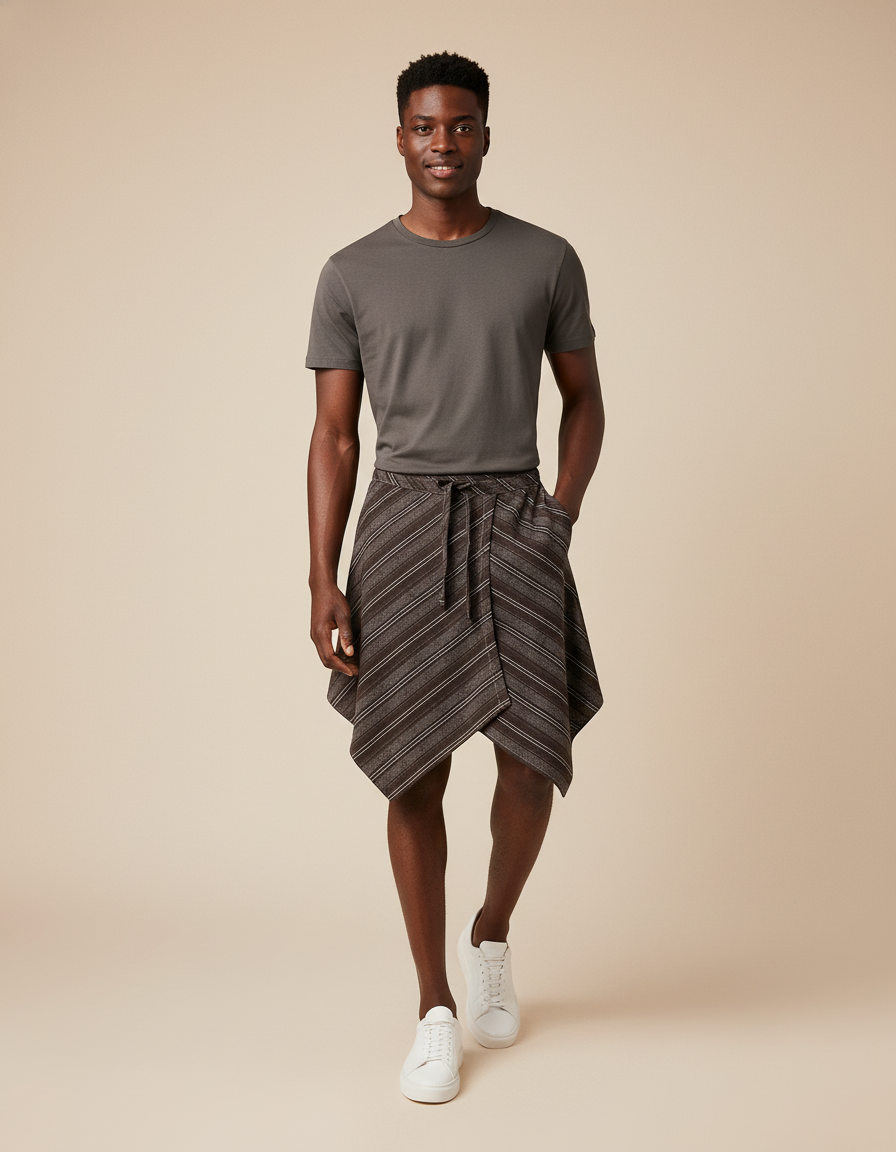 Jupe Homme Rayée Asymétrique Décontractée Graphique