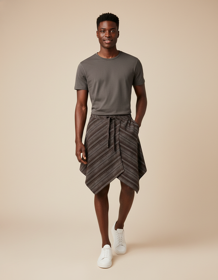 Jupe Homme Rayée Asymétrique Décontractée Graphique