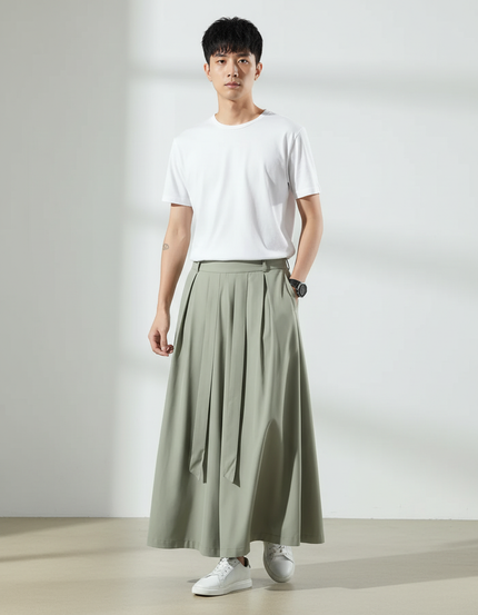 Jupe Homme Vert Kaki Plissée Fluide