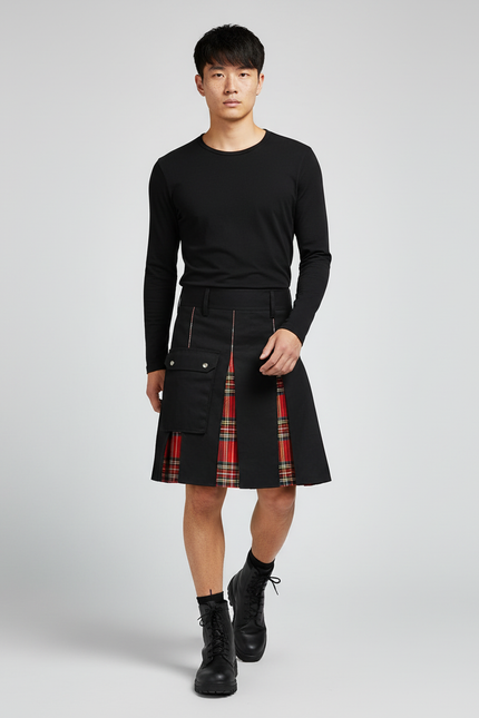 Jupe Homme Noire Plissée Écossaise Moderne