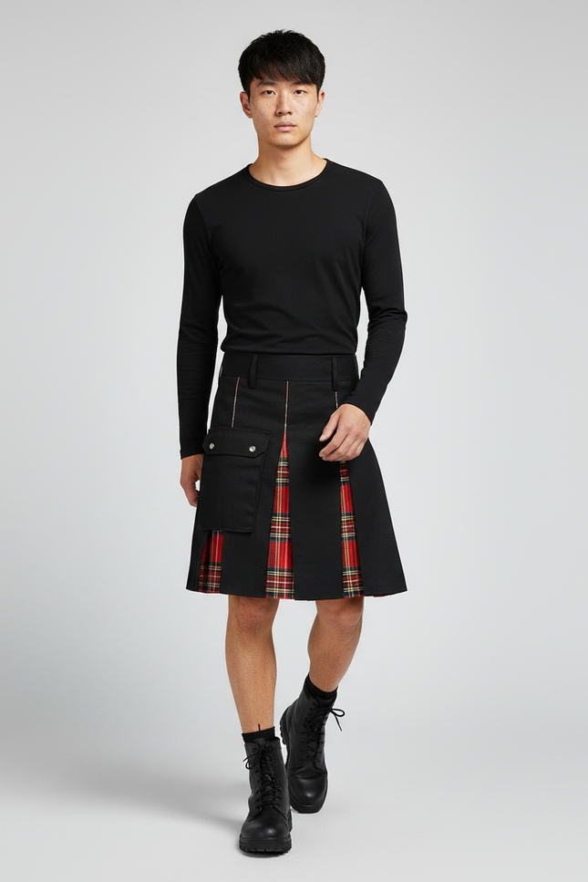 Jupe Homme Noire Plissée Écossaise Moderne