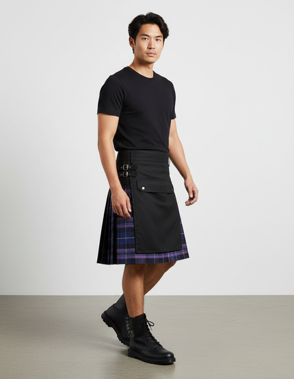 Jupe Homme Écossaise Plissée Bicolore