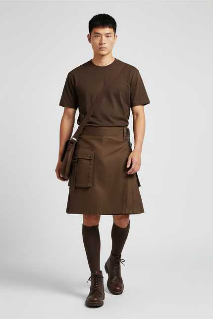 Jupe Homme Marron Cargo Décontractée