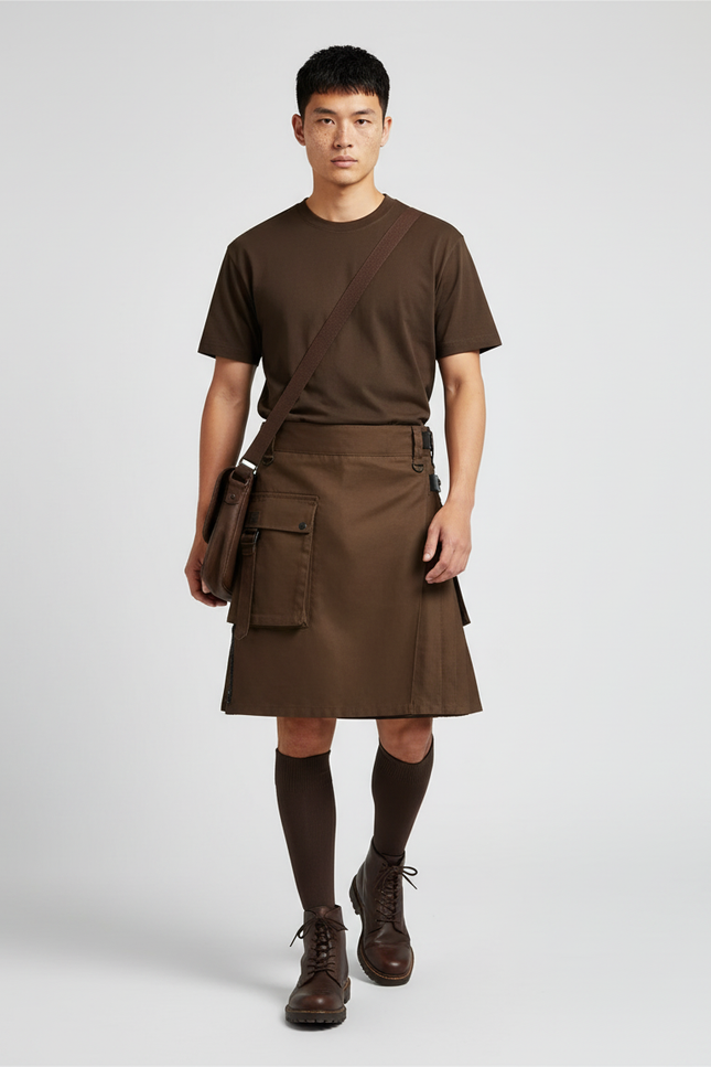 Jupe Homme Marron Cargo Décontractée