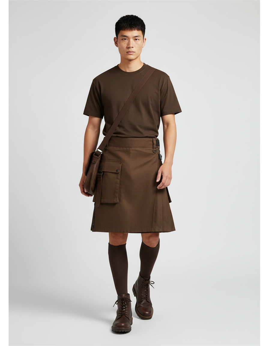 Jupe Homme Marron Cargo Décontractée