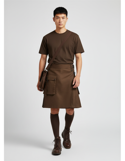 Jupe Homme Marron Cargo Décontractée