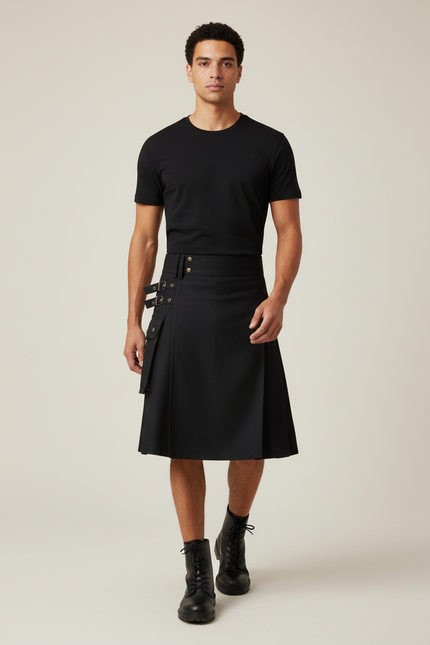 Jupe Homme Noire Plissée Élégante