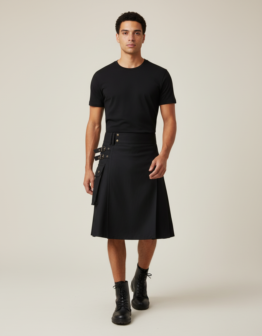 Jupe Homme Noire Plissée Élégante