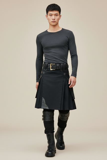 Jupe Homme Noir Plissée Traditionnelle