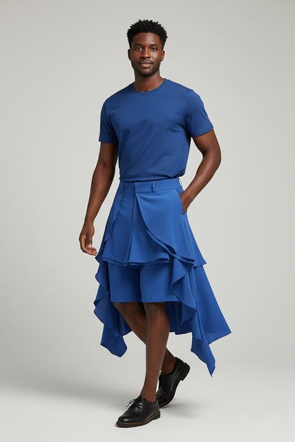 Jupe Homme À Volants Asymétrique Fluide