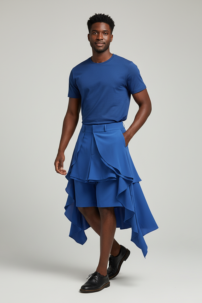 Jupe Homme À Volants Asymétrique Fluide