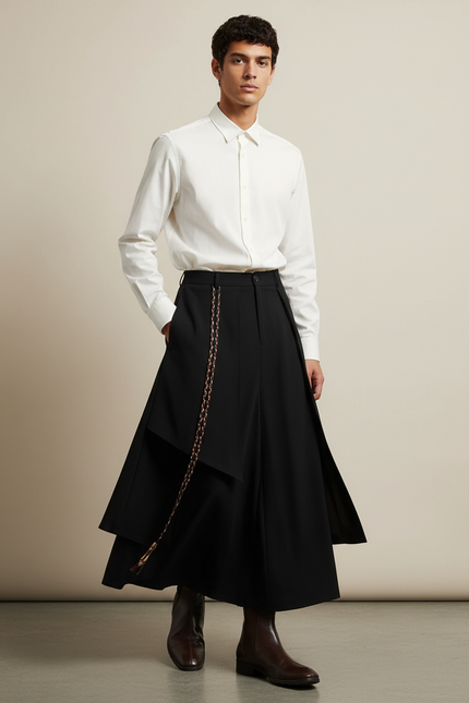 Jupe Homme Noire Asymétrique Décontractée