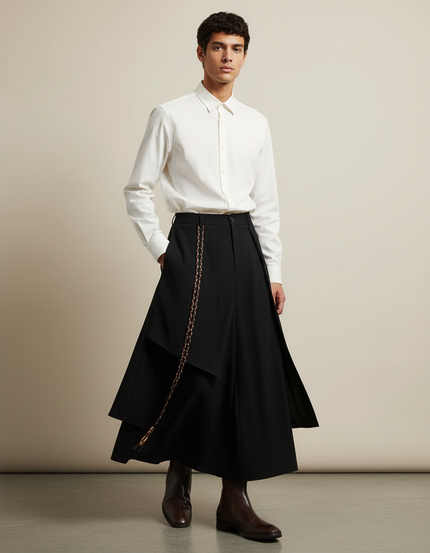 Jupe Homme Noire Asymétrique Décontractée