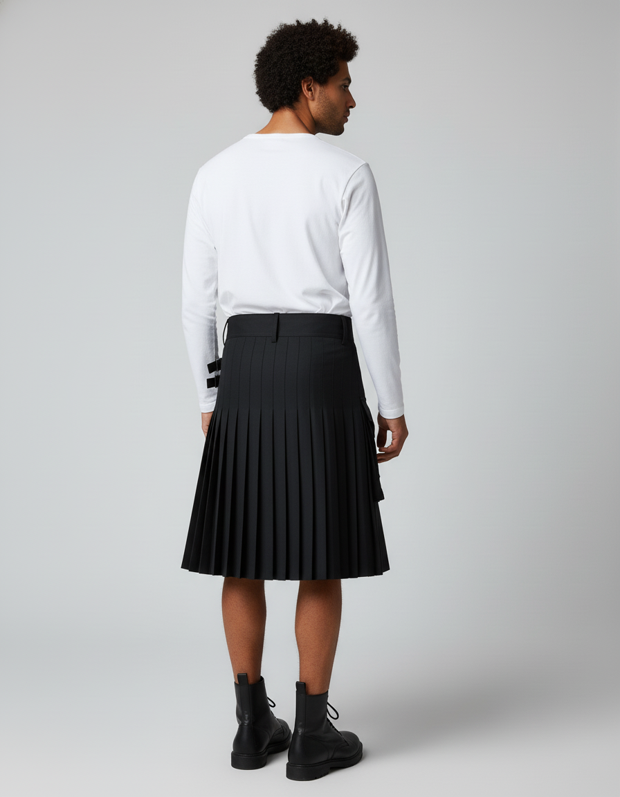 Jupe Homme Noire Plissée Décontractée Urbaine