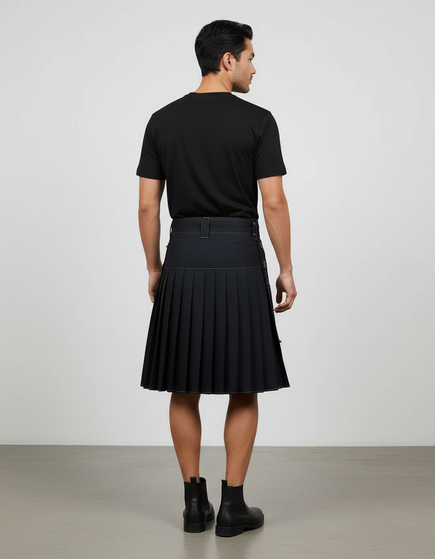 Jupe Homme Noire À Lacets Décontractée