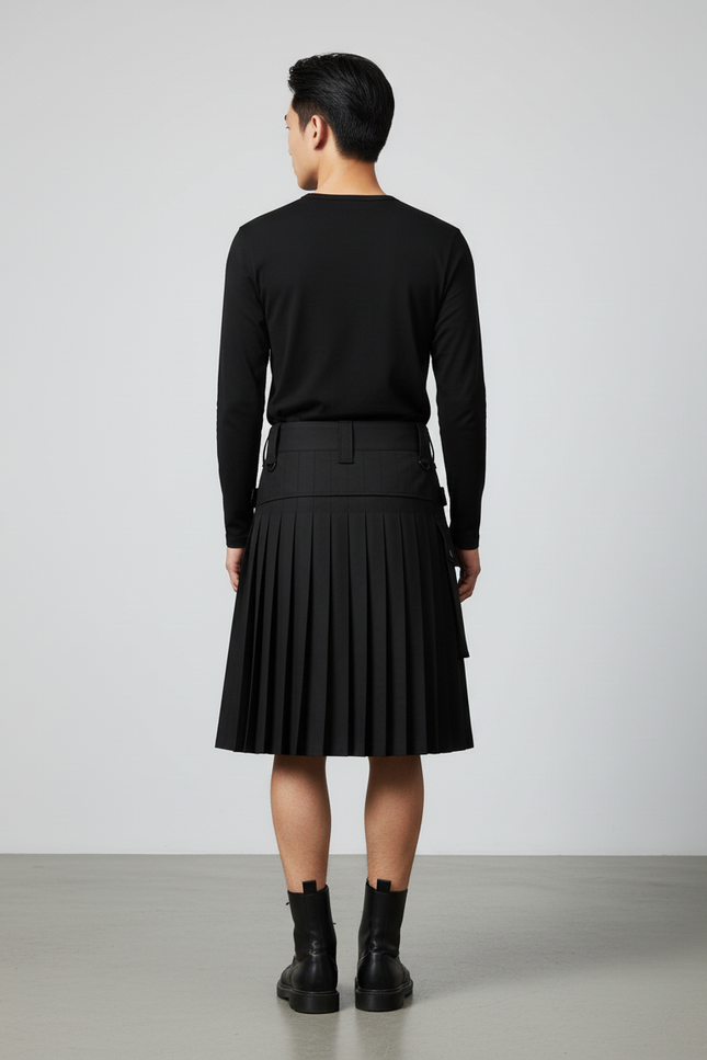 Jupe Homme Noire Plissée Décontractée
