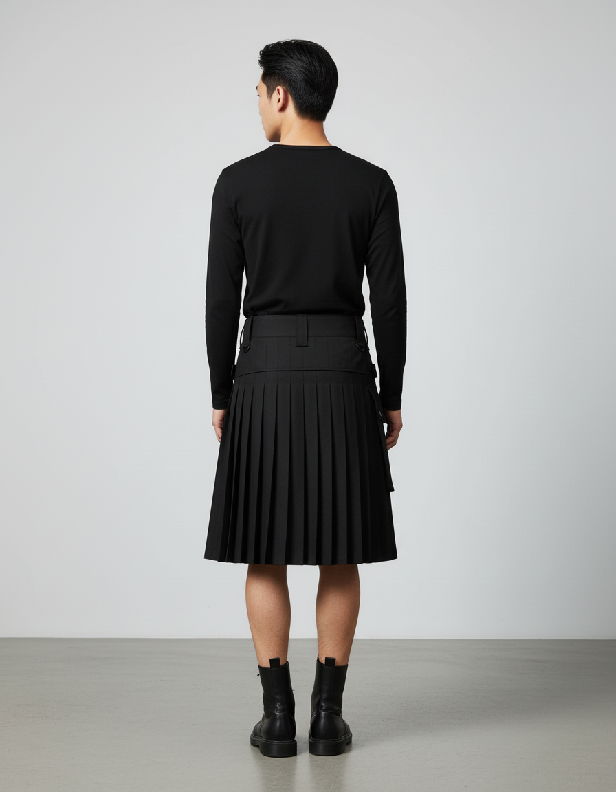 Jupe Homme Noire Plissée Décontractée