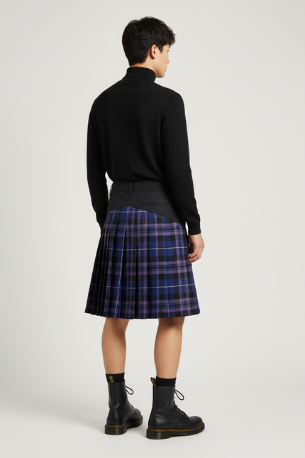 Jupe Homme Plaid Asymétrique Décontractée