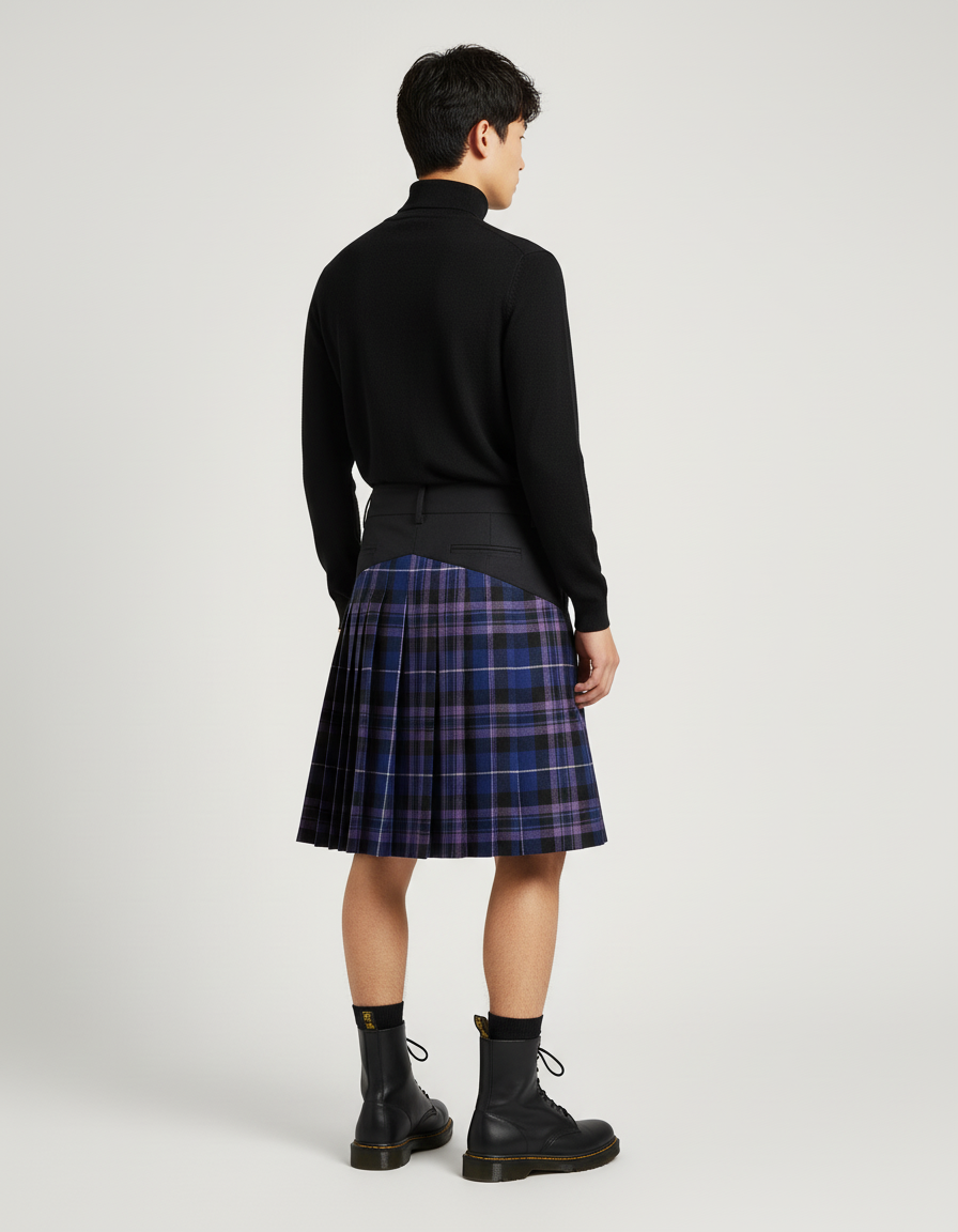 Jupe Homme Plaid Asymétrique Décontractée