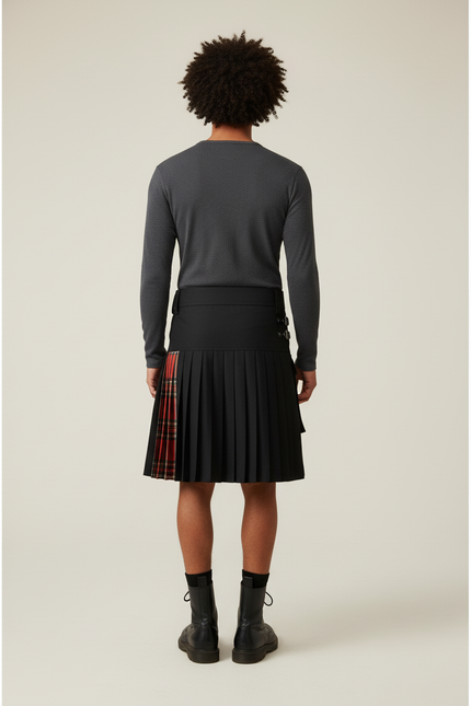 Jupe Homme Noire Écossaise Décontractée Casual