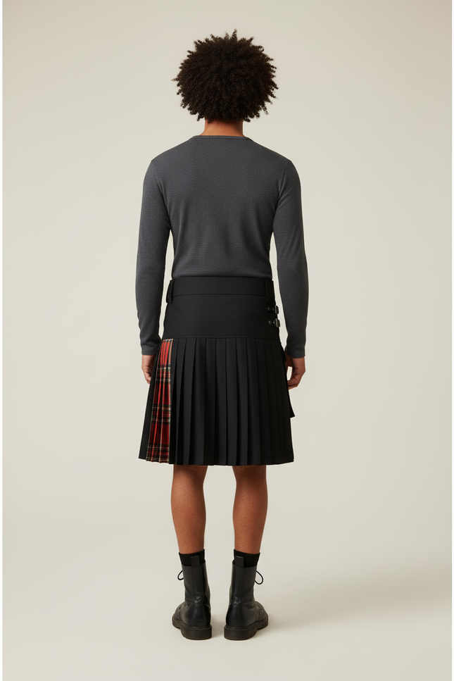 Jupe Homme Noire Écossaise Décontractée Casual