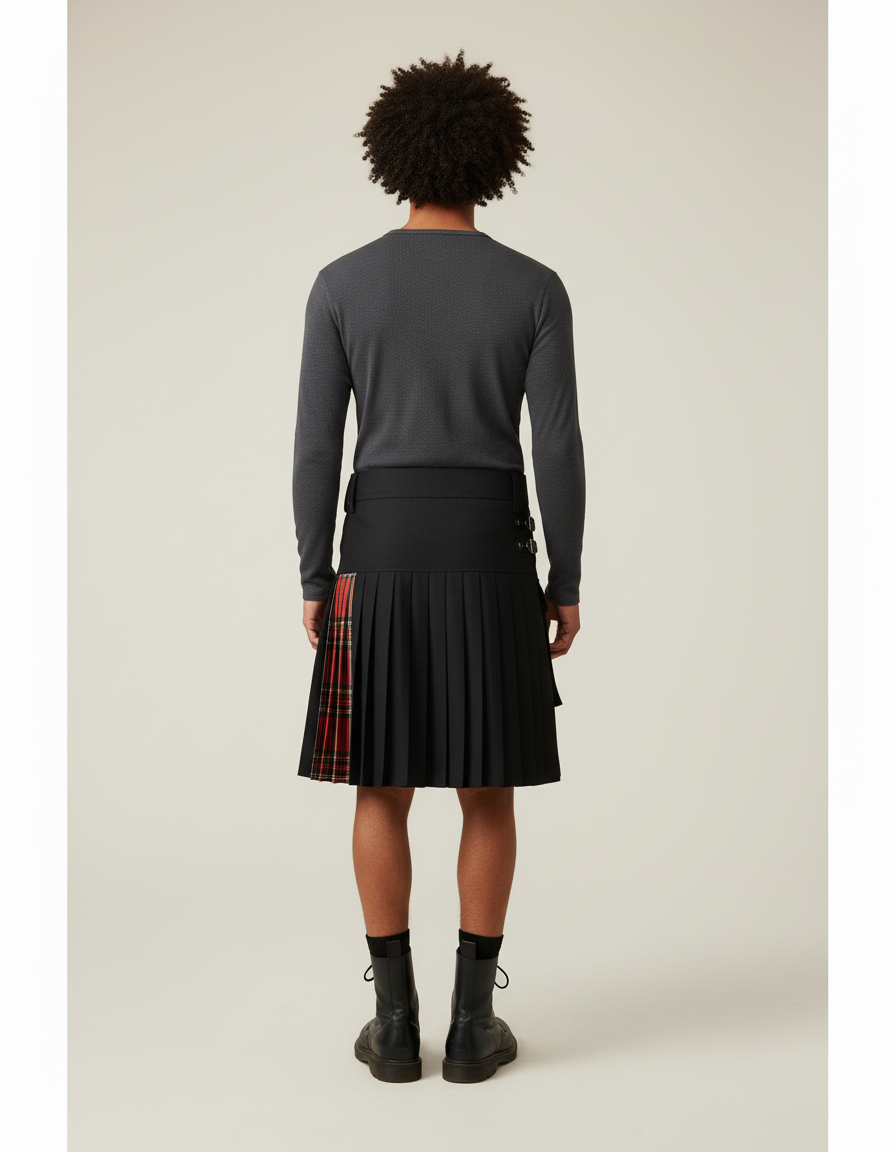 Jupe Homme Noire Écossaise Décontractée Casual